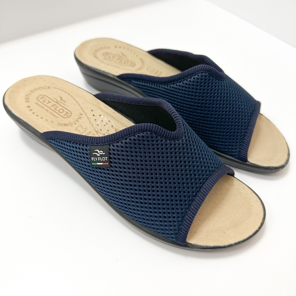Fly Flot Women's Navy Mesh Slide Sandals